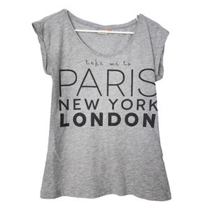 3 for $25 Only Paris New York London grey gray t-shirt medium